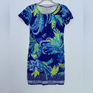 Lilly Pulitzer Blue and Green Tropical Print Dress